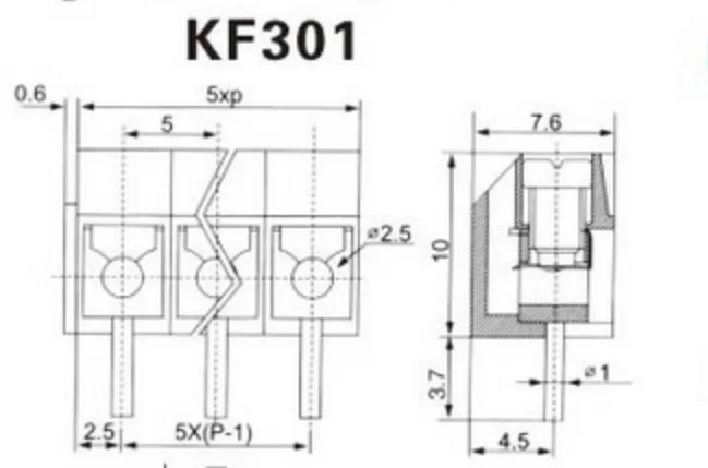 Imagem -04 - Parafuso 2pin 5.0 mm Pino Reto Pcb Parafuso Bloco Terminal Conector 500 Peças Kf3012p Kf3015.0-2p Kf301