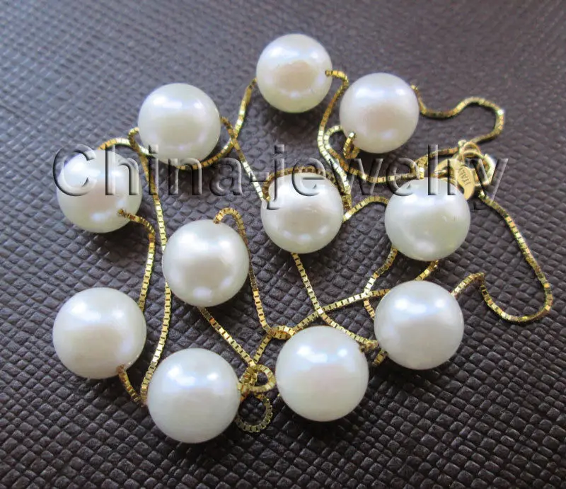 

HOT## Wholesale FREE SHIPPING AAA 18 " 7.5mm natural perfect round sea water akoya pearl necklace - gold