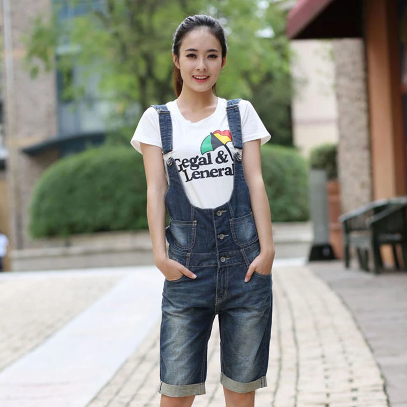 Freies Verschiffen 2021 Neue Mode Halbe Länge Denim Bib Hosen Sommer Overall Und Strampler Jeans Backless S-XL Hohe Qualität Overalls