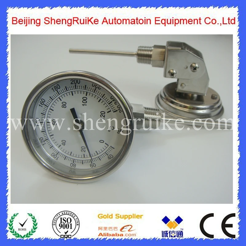 Adjustable  industrial thermometer 0-120C&40F~250F , SS 304 case, best price ,good quality, best sell