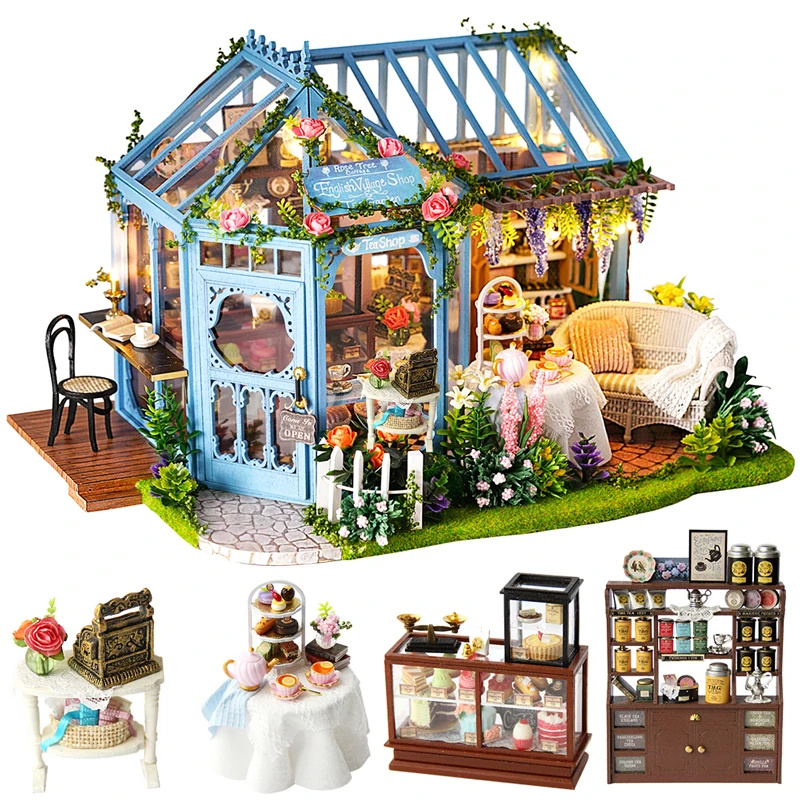 

Миниатюрный дом Cutebee «сделай сам» с мебелью, со светодиодной подсветкой, музыкой, пылезащитной крышкой, модель, строительные блоки, игрушки для детей, Casa De Boneca A68
