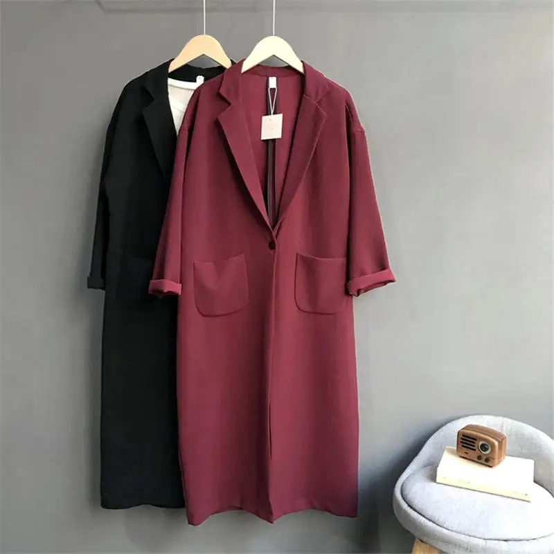 

2022 New Fashion Cardigan Long Trench Coats For Women Clothing Spring Autumn Windbreaker Overcoat Female Blazer Suits N698