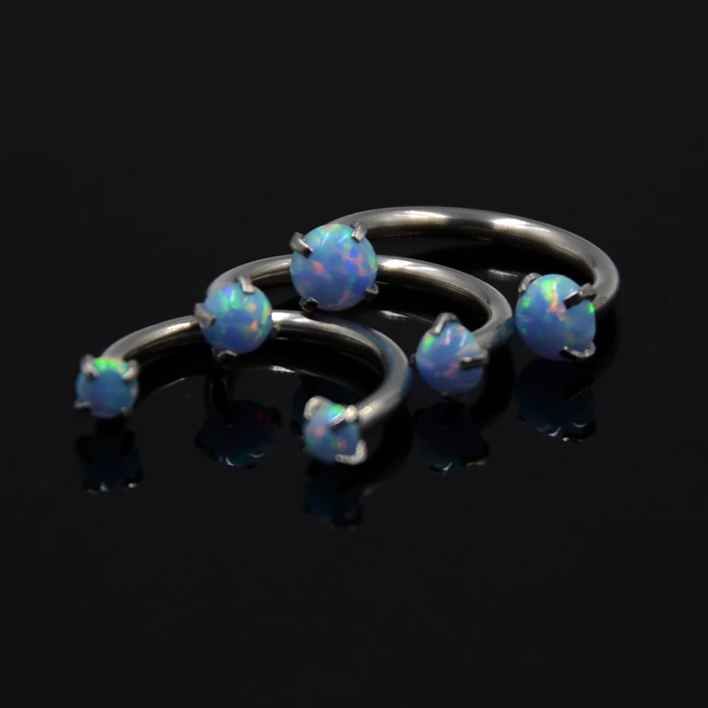 3Pcs Mixed Size Internally Thread Opal Zircon Horseshoe Circular Barbell Ear Cartilage Helix Septum Nose Labret Piercing Jewelry