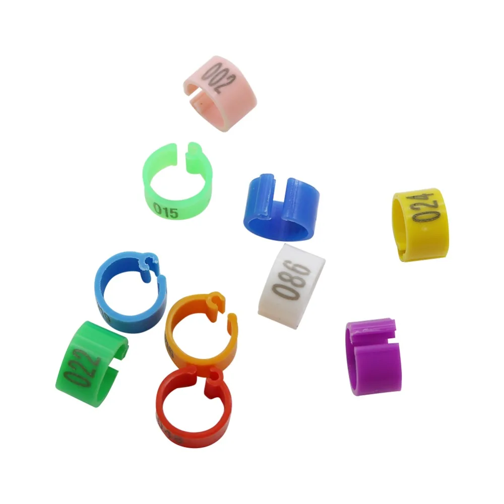 1000 Pcs No.001-100 di Clip Uccello Anello di 8 millimetri di Plastica Digitale Margine di Profitto Pappagallo Piccioni 10 Colori Marcatura Anello