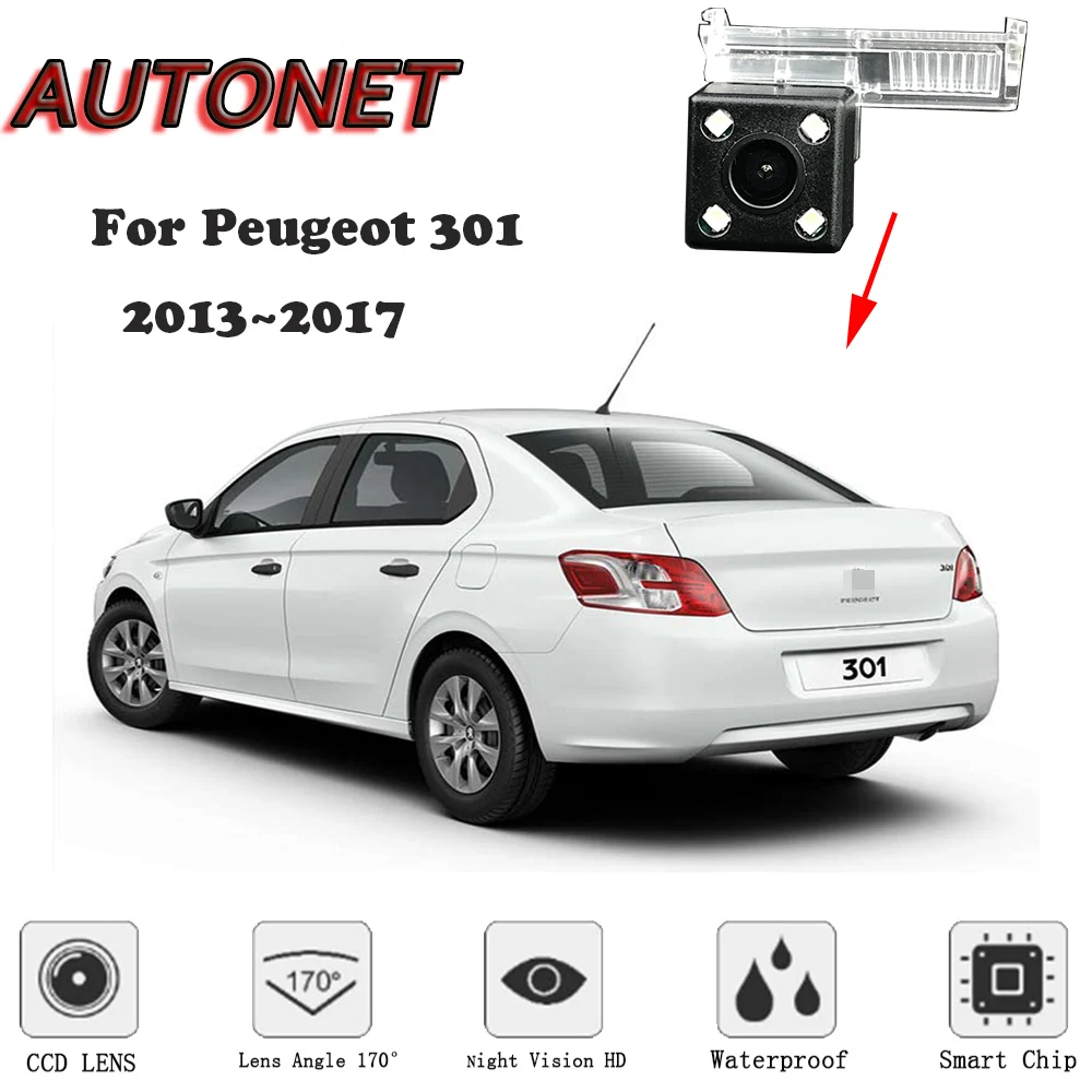 

AUTONET HD Night Vision Backup Rear View camera For Peugeot 301 2013 2014 2015 2016 2017 CCD/Original hole/license plate camera