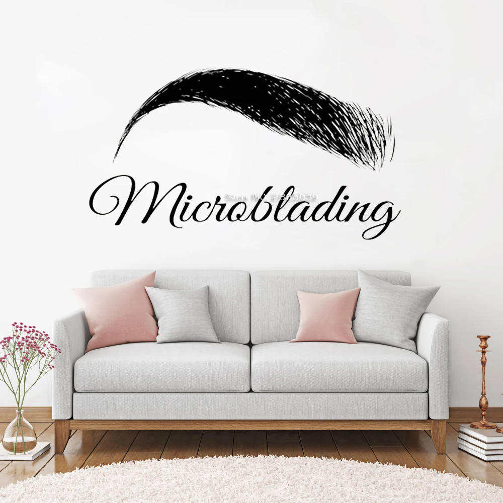 

Simple Microblading Brows Decals Beauty Salon Wall Decal Art Show Window Stickers Sign Eyelashes Lashes Shop Wall Sticker LC1363