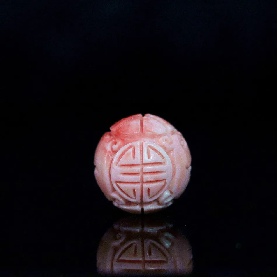 Pink synthetic coral 6mm 8mm 10mm 12mm 15mm 18mm 20mm drogon carving accessories round loose beads diy jewelry 5pcs B936