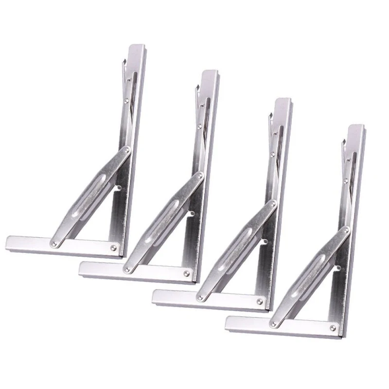 SET OF 4 STAINLESS STEEL  FOLDING SHELF BENCH TABLE BRACKET 150KG LOAD HEAVY DUTY