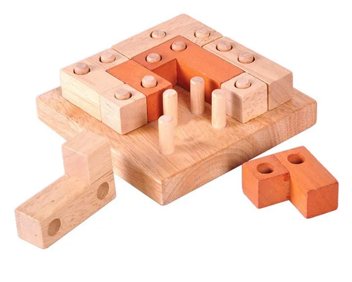 2016 Nieuwe IQ Brain Teaser 3D Houten Puzzels Spel voor Volwassenen Kinderen