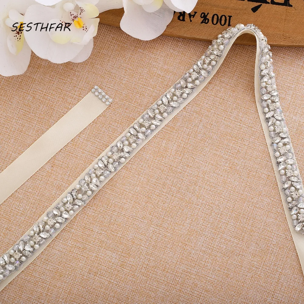 SESTHFAR – ceinture de mariée en strass, en cristal or Rose, faite à la main, en diamant, pour robe de demoiselle d'honneur, accessoires de mariage