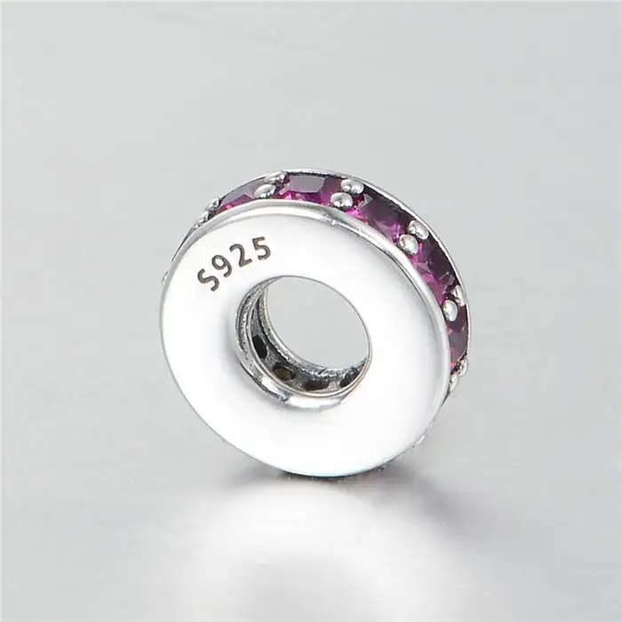 Fits Pandora Charms Bracelet Original 925 Sterling Silver Garnet Fine Charm Spacer Charms Wholesale Jewelry LW617E