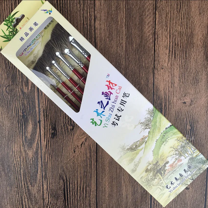 high-grade mink 6 pcs/set fish tail fan shape Watercolor gouache acrylic Professional painting pen artist oil painting brushes