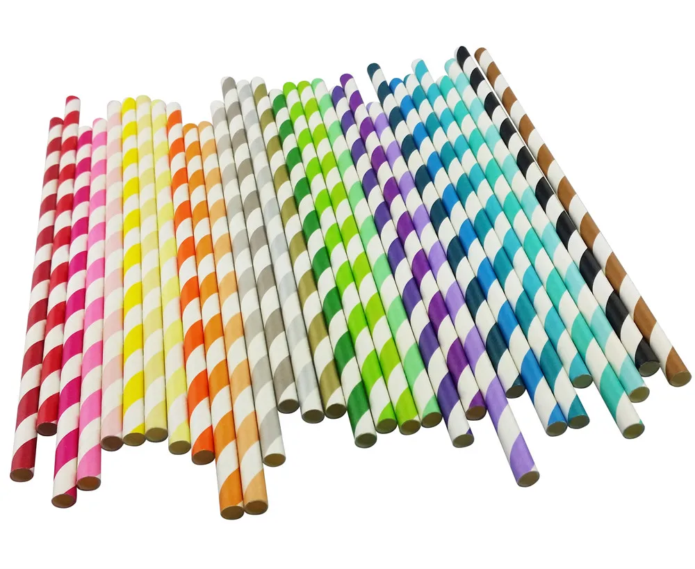 

Free Shipping 1000 Pcs Striped Paper Straws Bulk,Cheap Colorful Rainbow Vintage Stripe Holiday Drinking Paper Straws Soda Party