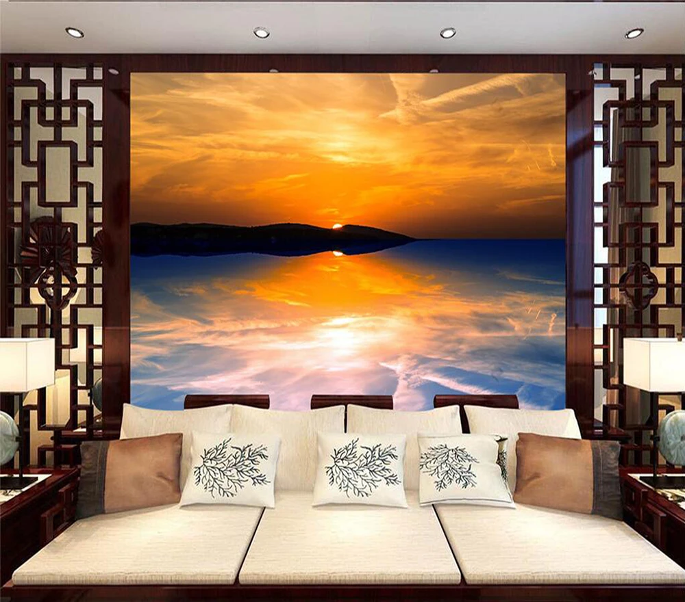 

Decorative wallpaper Headland of sunrise reflection background wall painting