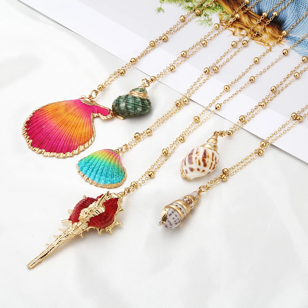 Boho SeaShell Shell Summer Necklace Cowrie Gold Color Chain Choker Woman Femme Hawaii Beach Bohemia Ocean Cowrie Collier Jewelry