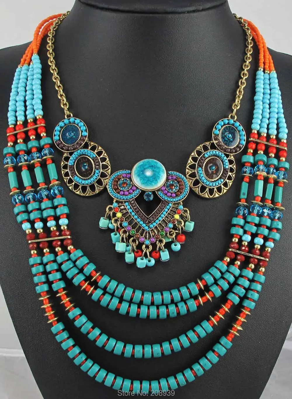 

Yayi jewelry Newest Handmade Fashion Bohemia Beads Chain Beads Pendants Bib Statement Women Choker Necklaces Q992