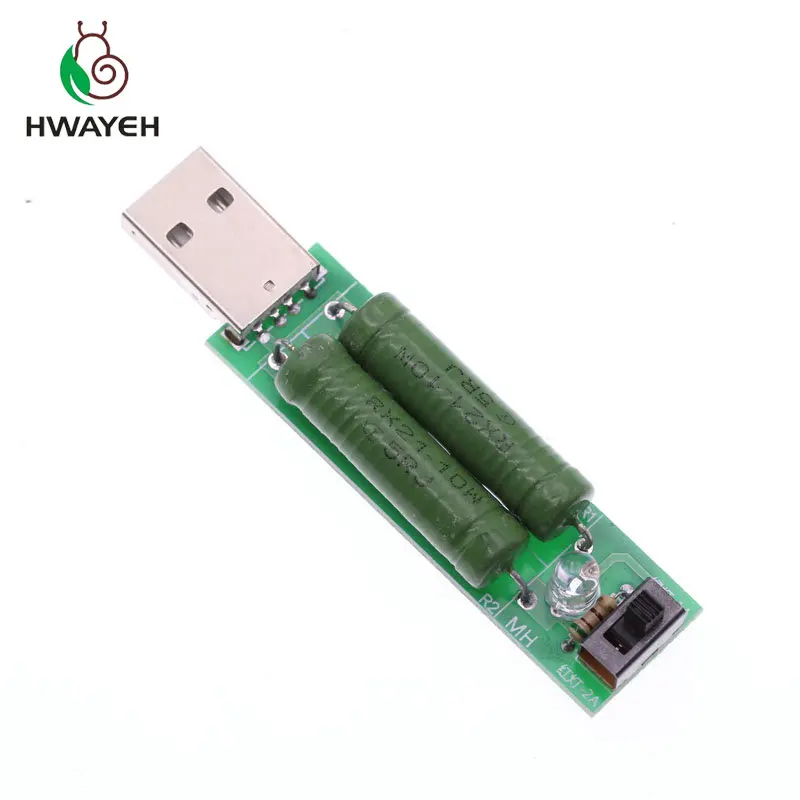 USB mini discharge load resistor 2A/1A With switch 1A Green led, 2A Red led USB Power Adapter for arduino