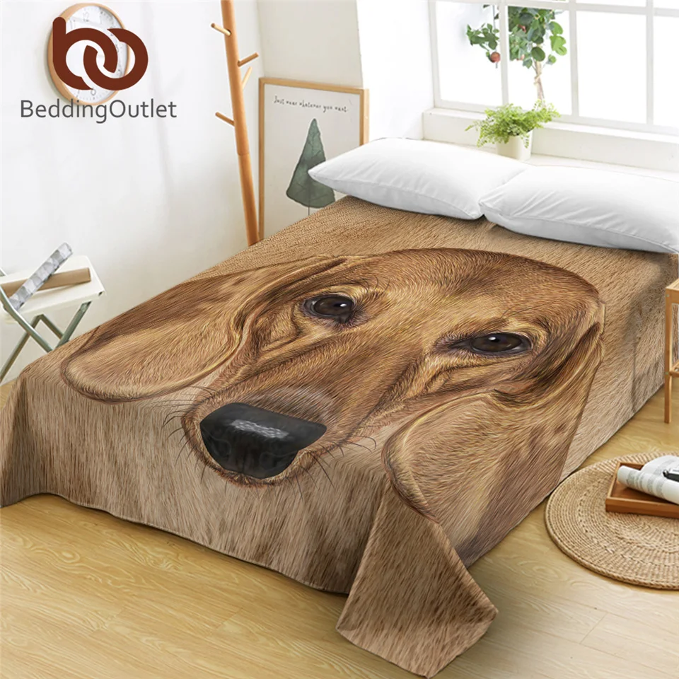 BeddingOutlet 3D Print Dog Bed Sheet Lovely Dachshund Flat Sheet Brown Pug Bedspreads 1-PC Cute Puppy drap de lit Dropshipping