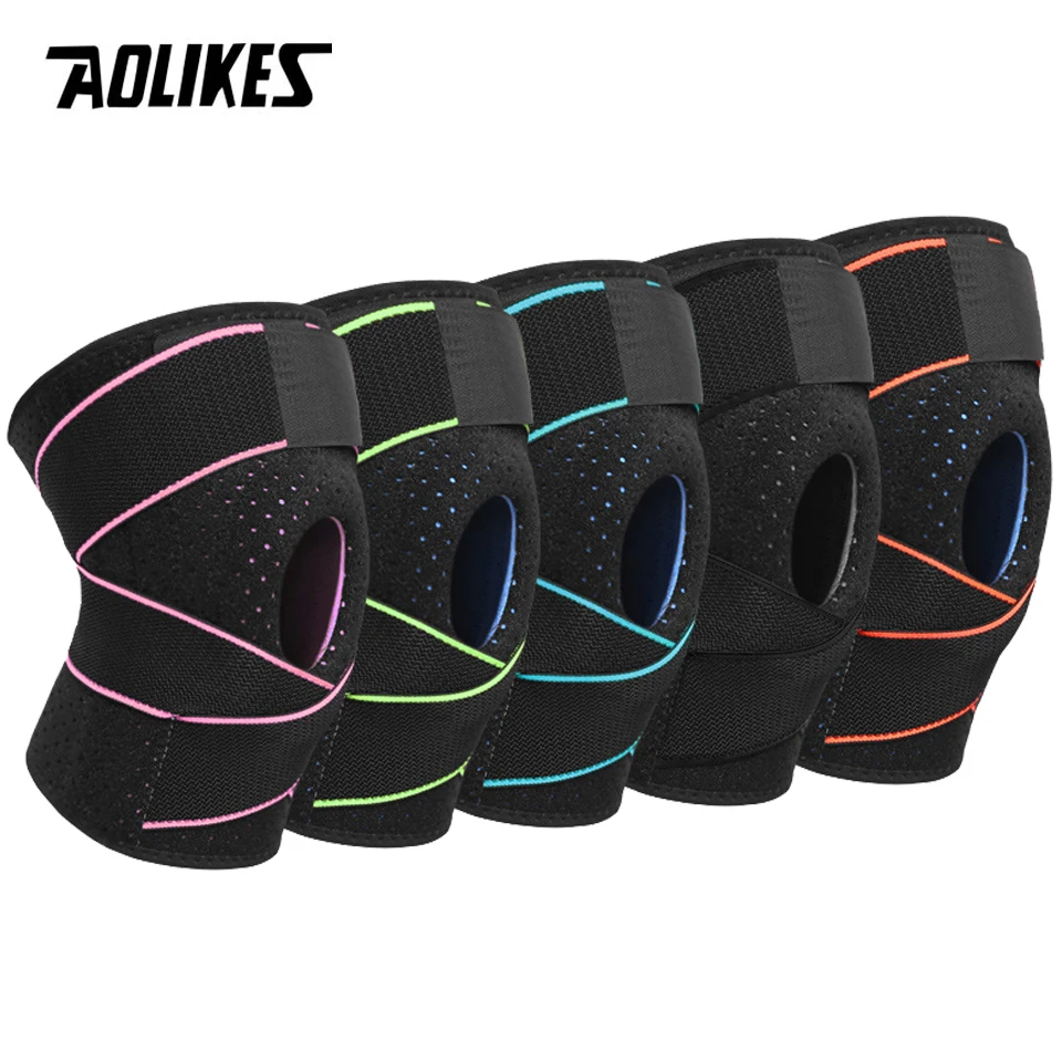 AOLIKES 1PCS Knee Brace Non-Slip Open-Patella Brace with Adjustable Strap & Side Stabilizers Knee Support for Joint Pain Relief