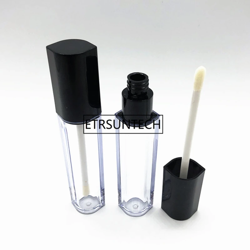 7ml Plastic Lipgloss Tube With Black Cap Small Lipstick Tube Sample Cosmetic Container F1802