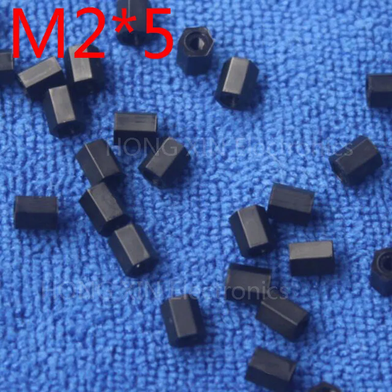 Entretoise en nylon noir M2 x 5, Standard M2 femelle-femelle 5mm, Kit de réparation pièces en plastique accessoires 1 pièce