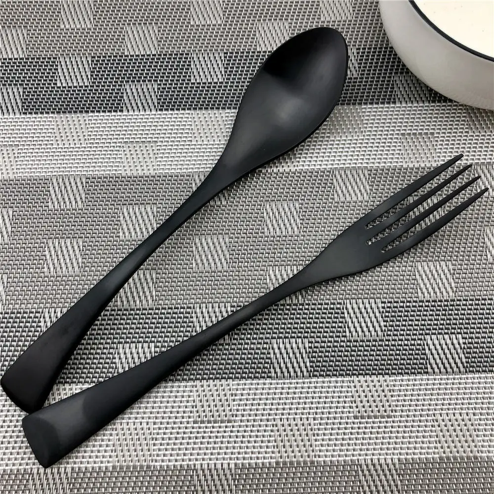 Accessories Top Quality Stainless Steel Scoop Forks Kinfe Party Dinnerware Set Matte Black Cutlery Set Drop Shipping 1 Piece