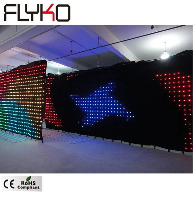 

Flykostage P15cm 3X8m new design with eyelet party decoration high quality led curtain