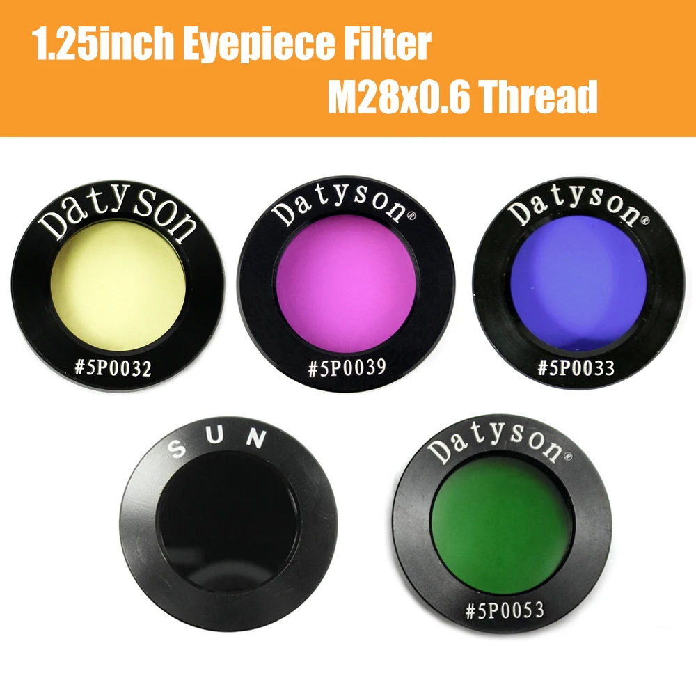 Datyson Standard 1.25inch Eyepiece Filter 5PCS Colorful Optical Glass With M28x0.6 Thread Telescope Eyepiece Accessories