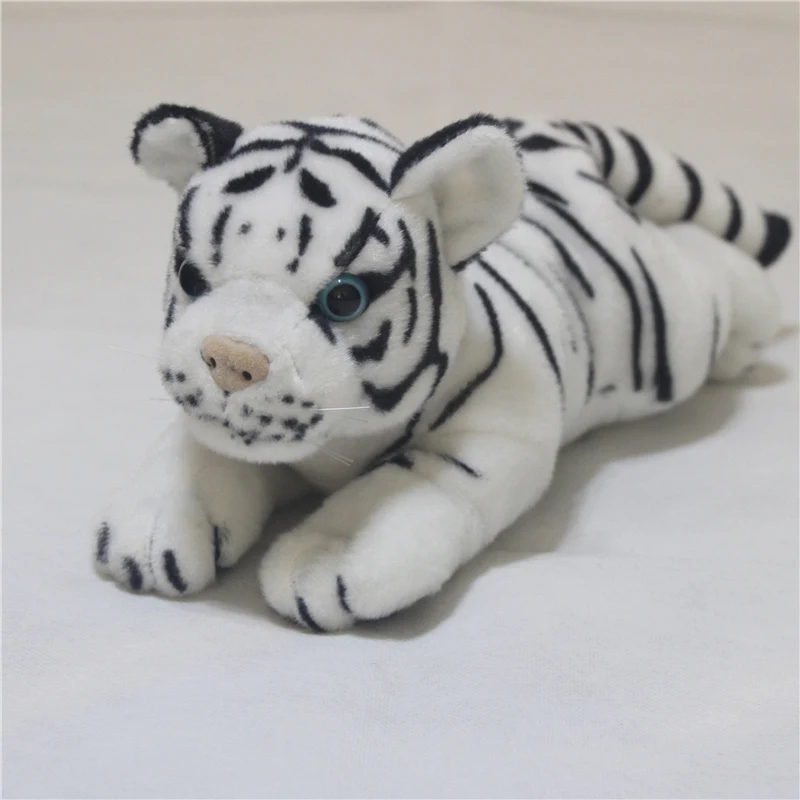 new simulation plush white tiger toy high quality lying tiger doll gift about 30cm 2810