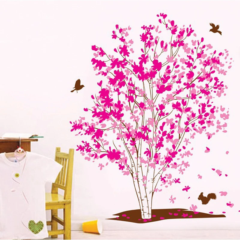 Romantic Pink Dream tree Wall Sticker Removable bedroom living room background Art Decals Home Decoration mural stickers