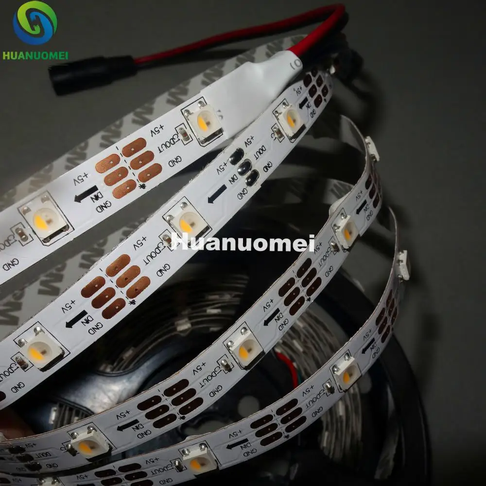 SK6812-RGBW(warm white) led addressable strip;30leds/m;non-waterproof;5m long;DC5V input;WHITE PCB