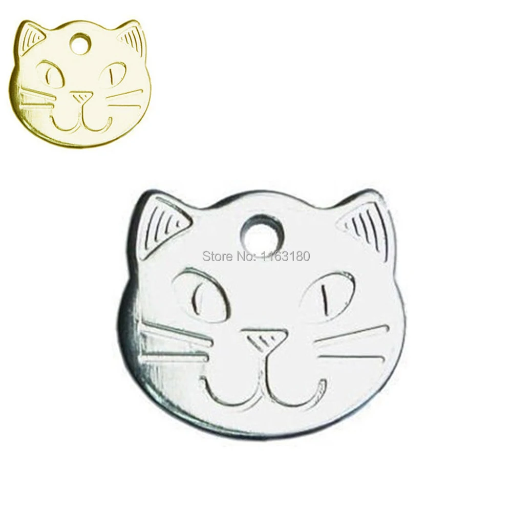 

100pcs/lot Alloy personalized cat ID tags pet Necklace ID Name Tags dog cat collar accessories cat collar id tag engraving