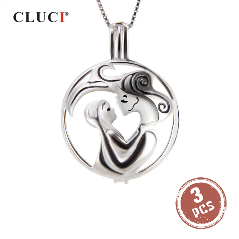 

CLUCI 3pcs Silver 925 Charms Pendant for Women Necklace Jewelry Making 925 Sterling Silver Pendant Gift for Mom SC253SB