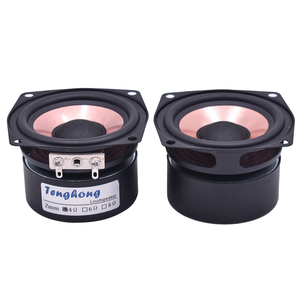 Tenghong 2pcs 2.5 Inch HIFI Audio Speaker 4/8Ohm 8-15W Full Range Desktop High Sensitivity Bass Midrange Treble Loudspeaker DIY