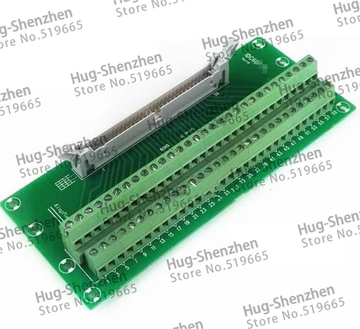 IDC60P IDC 60 Pin Male Connector to 60P Terminal Block Breakout Board Adapter PLC Relay Terminals DIN Rail Mounting--1pcs/lot