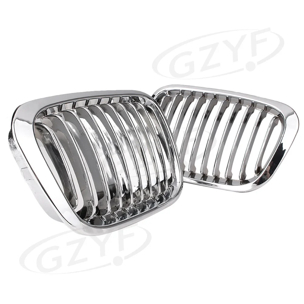 2PCS Auto Front Kidney Grille For BMW E46 4 Door Sedan 1998 1999 2000 2001 320i 323i 325i 328i 330i Chrome