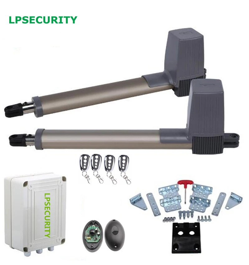 LPSECURITY 300kg Dual 24vdc Swing Gate Opener Motor operator (photocell, lamp,keypad,gsm gate opener, gate lock optional)