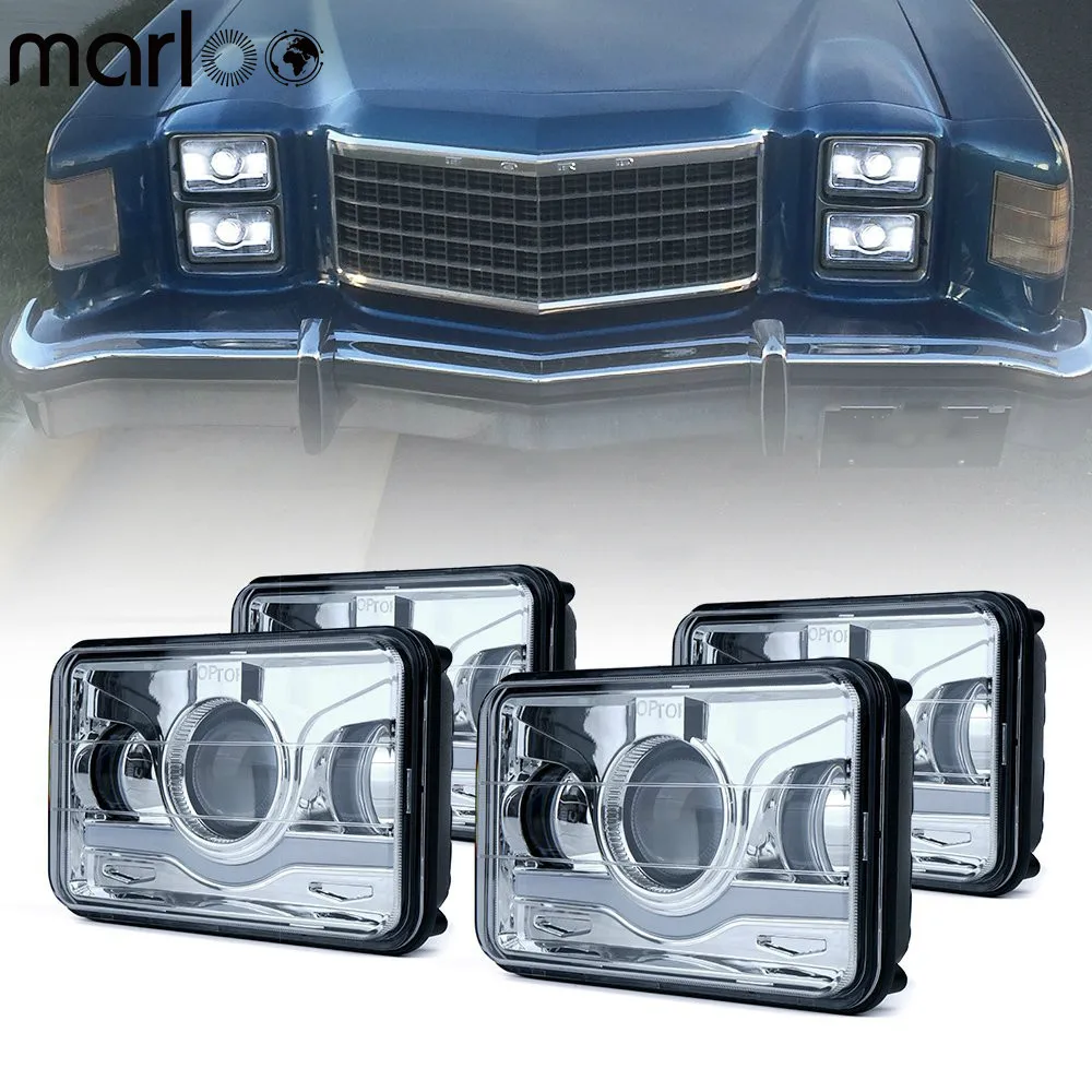 

Marloo 4pcs 4x6 Rectangular LED Headlights Sealed Beam Headlamps For KW Kenworth T600 W900 T800 Truck Peterbilt 379 Chevy S10