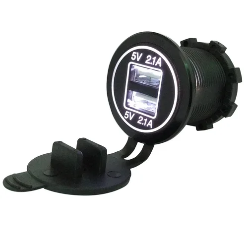 Imagen 2 del producto Conector de carga rápida USB 3,0, cargador de 12V a 5V 12-24V, adaptador de cargador de enchufe doble para motocicleta, luz de alimentación de salida con lámpara LED
