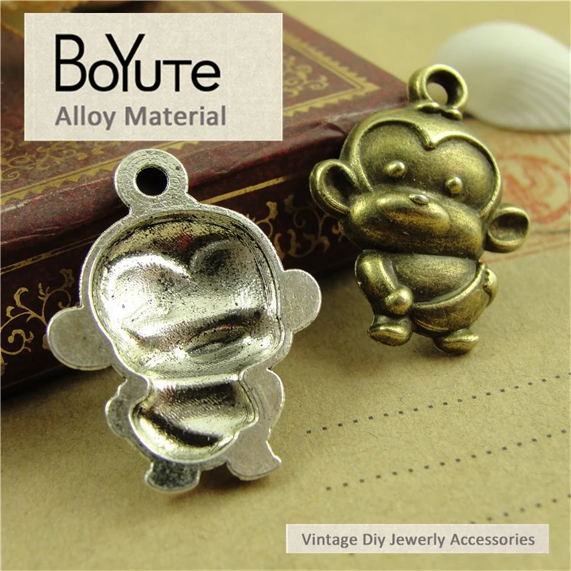 BoYuTe (40 Pieces/Lot) 20*26MM Vintage Style Antique Bronze Silver Plated Monkey Diy Pendants Jewelry Accessories Makings