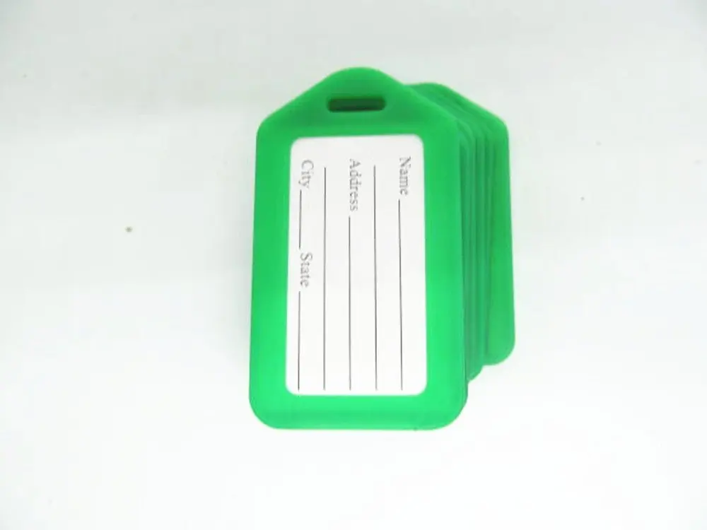 10 pcs Plastic Travel Accessories Square-shape Luggage tag / Identifier with Name Card (10 Green)