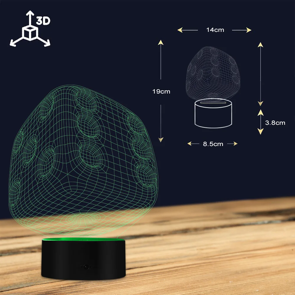 Dice Shape LED Night Light Home Decor Atmosphere LED Color Change Lamp Colorful Gradient 3D Optical illusion Table Visual Lamp