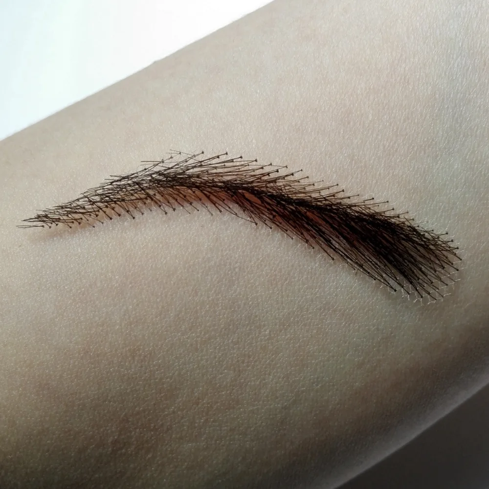 A pair of Hand Made Human Hair Eyebrow Fake Eyebrow 013 Light Brown Color Handmade Swiss Lace Invisible Reality Eyebrow