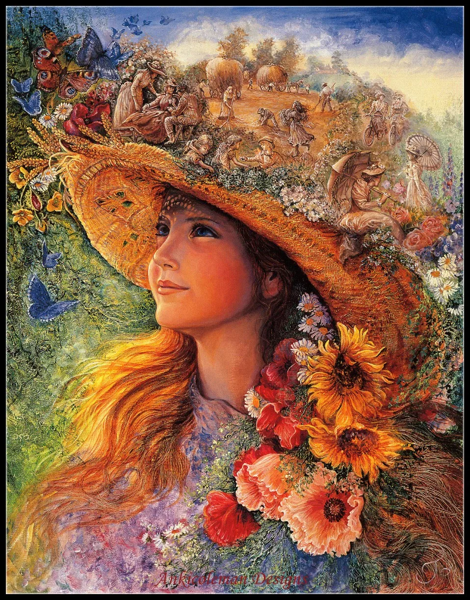 

Needlework for Embroidery DIY French DMC High Quality - Counted Cross Stitch Kits 14 ct Oil painting - Hat Girl