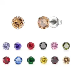 PE15 Earrings With 3mm AAA Colorfuls Round Zircons Stainless Steel Earring IP Plating No Fade Allergy Free