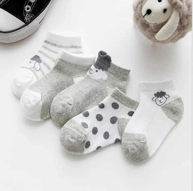 Children Mesh Socks Summer Cartoon Dot 0-8 Year New Three-dimensional Ultra-thin Boys Girls Baby Infant Socks 5 Pairs Pack