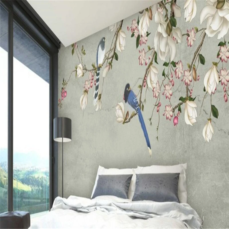 Beibehang modernas modernas de alta definição pintadas à mão, retrô orquídea flor mural de fundo parede