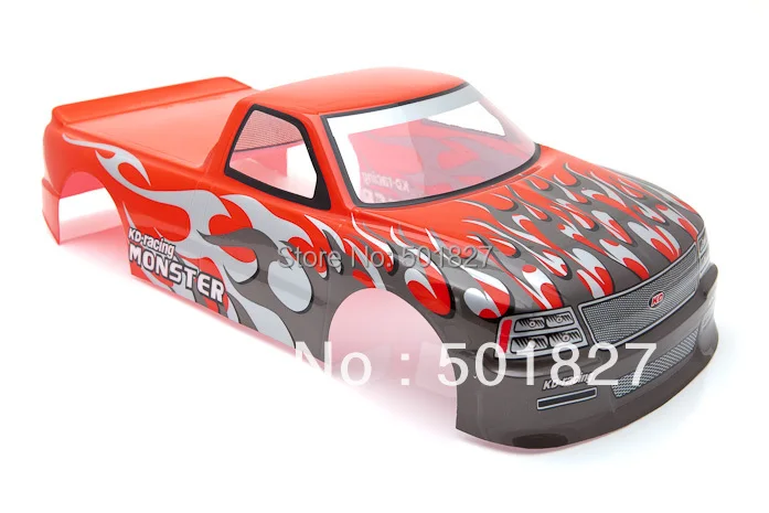 YUKALA NO:029 red/green rc parts PVC 1/10 painted shell body for 1:10 RC truck 190mm