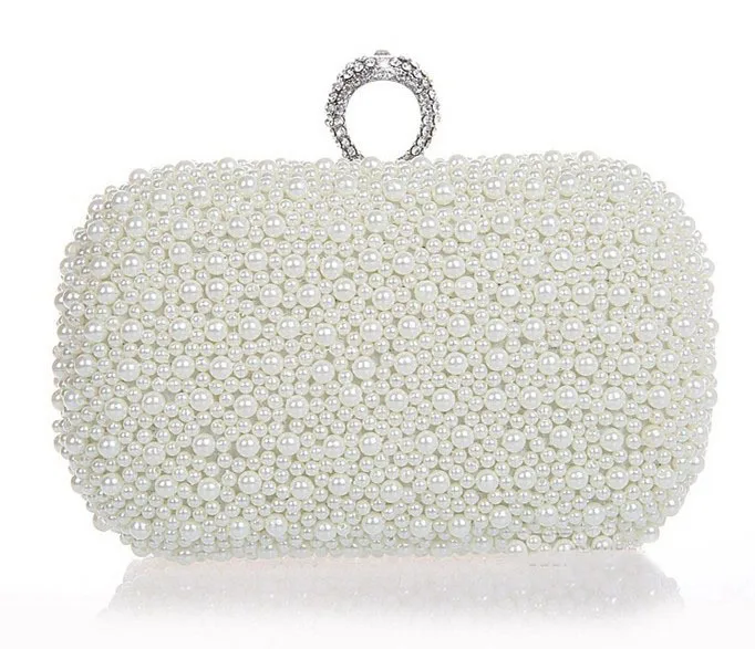 2014 Promotion Solid Bag Mini(<20cm) Interior Slot Pocket Hasp Women Hot Selling Pearl with Diamond Finger Cluth Evening Bag