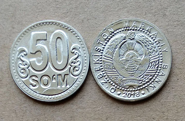 18mm Uzbekistan 50 Som ,100% Real Genuine Commemorative Coin,Original Collection